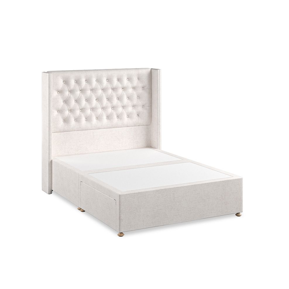 Wycombe Double 2 Drawer Divan with Winged Headboard in Brooklyn Fabric - Lace White 2