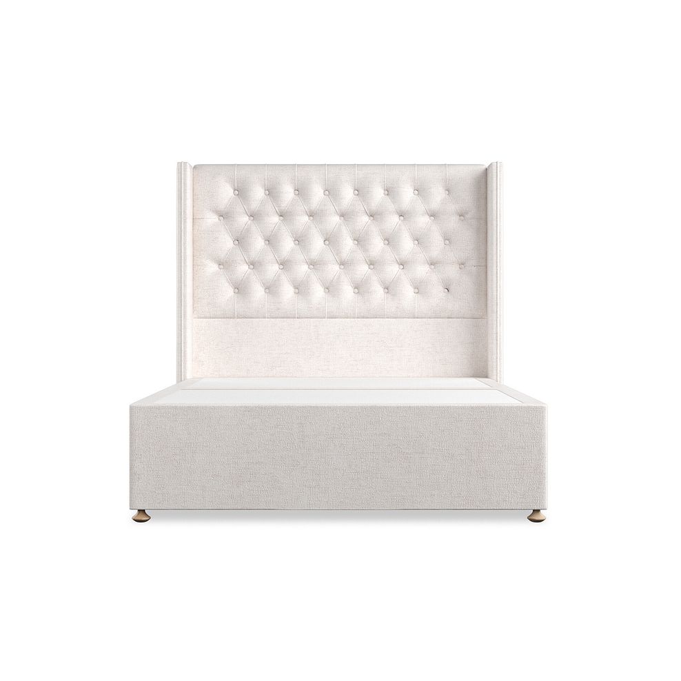 Wycombe Double 2 Drawer Divan with Winged Headboard in Brooklyn Fabric - Lace White 3