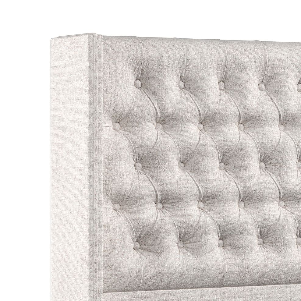 Wycombe Double 2 Drawer Divan with Winged Headboard in Brooklyn Fabric - Lace White 5