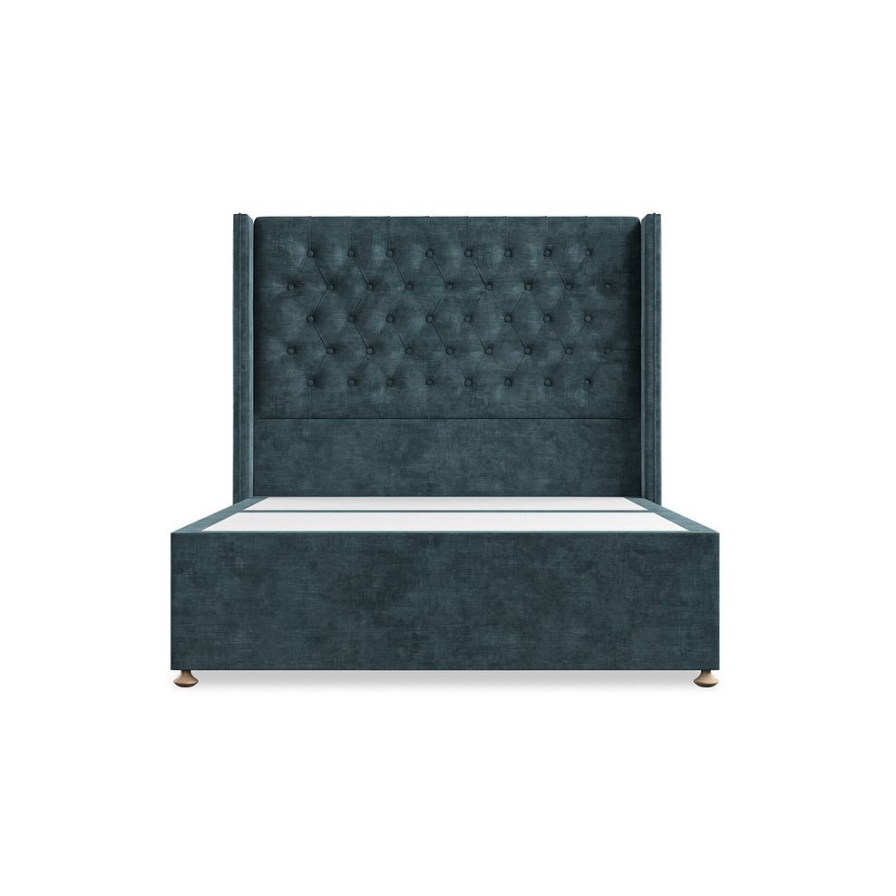 Wycombe Double 2 Drawer Divan with Winged Headboard in Heritage Velvet - Airforce 3
