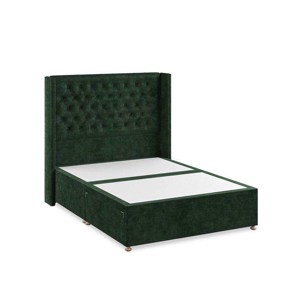 Wycombe Double 2 Drawer Divan with Winged Headboard in Heritage Velvet - Bottle Green 2