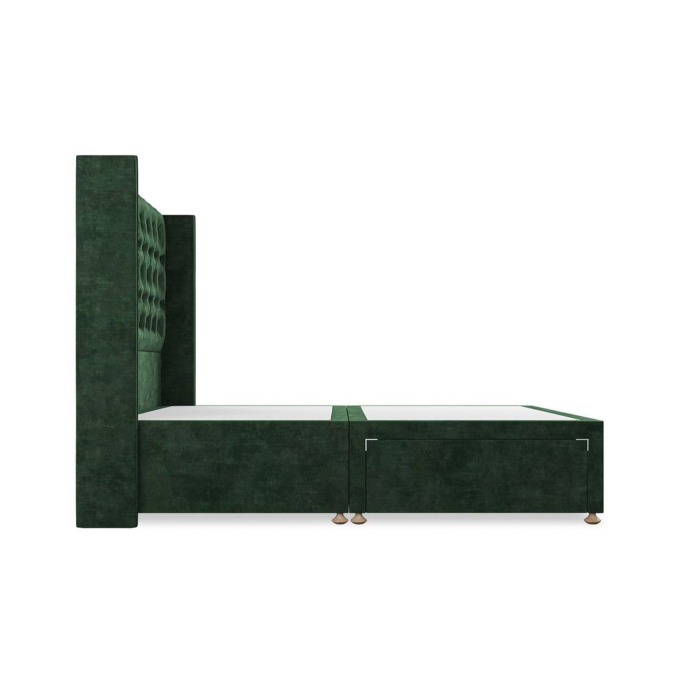Wycombe Double 2 Drawer Divan with Winged Headboard in Heritage Velvet - Bottle Green 4