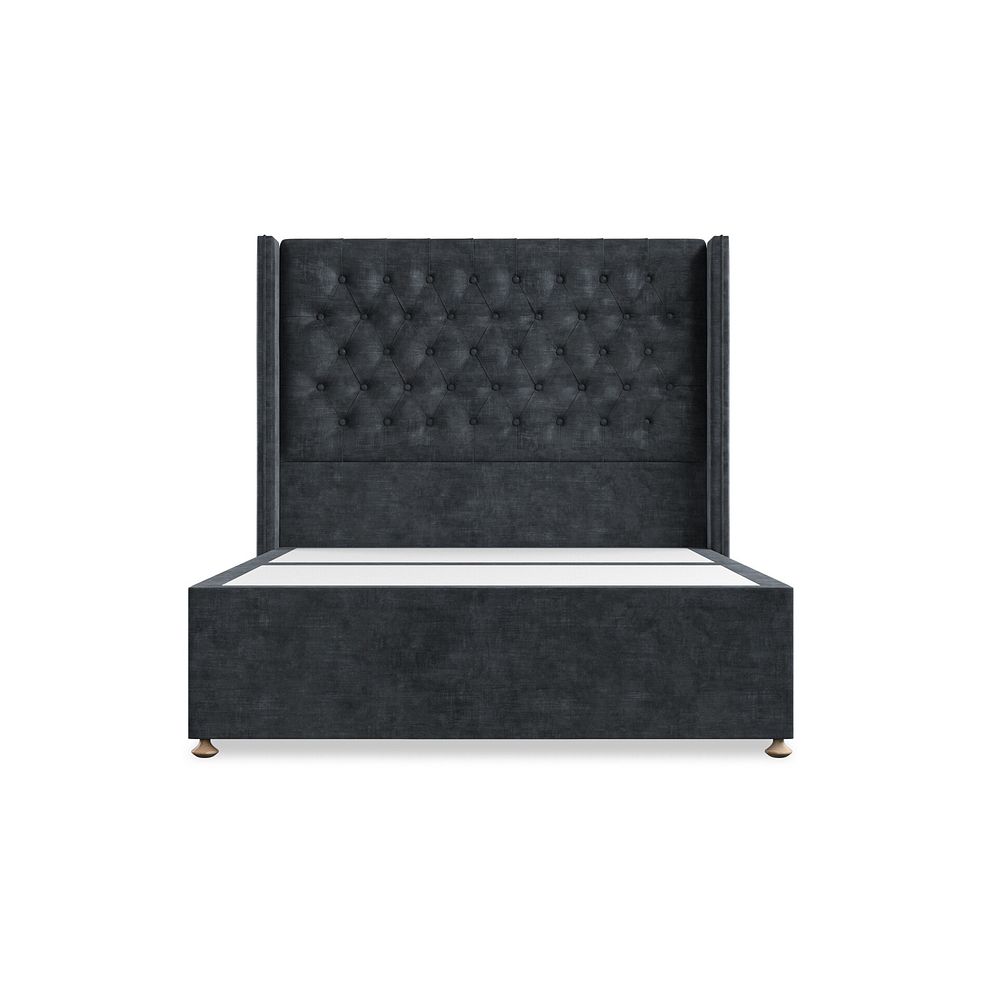 Wycombe Double 2 Drawer Divan with Winged Headboard in Heritage Velvet - Charcoal 3