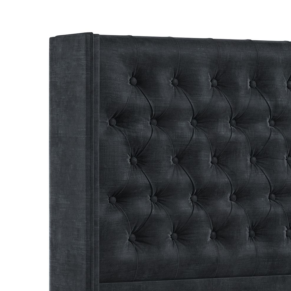 Wycombe Double 2 Drawer Divan with Winged Headboard in Heritage Velvet - Charcoal 5