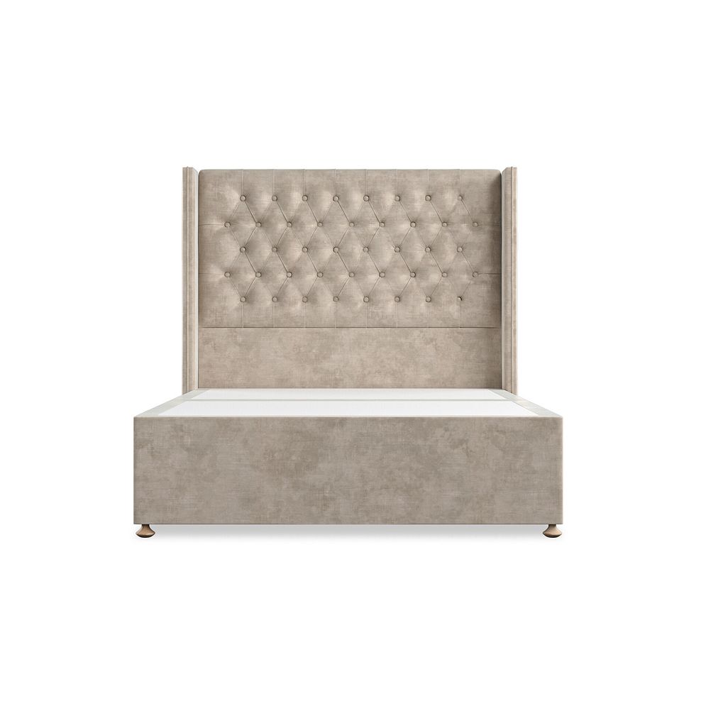 Wycombe Double 2 Drawer Divan with Winged Headboard in Heritage Velvet - Mink 3
