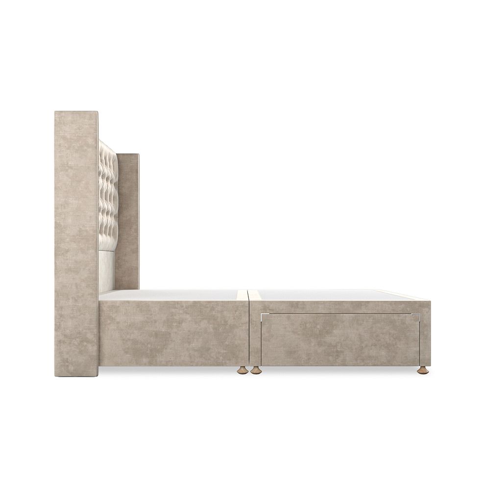 Wycombe Double 2 Drawer Divan with Winged Headboard in Heritage Velvet - Mink 4