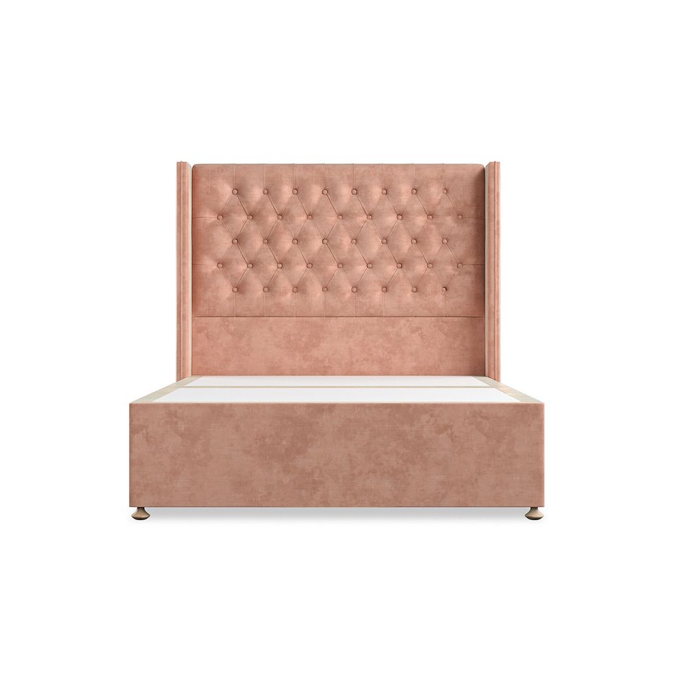 Wycombe Double 2 Drawer Divan with Winged Headboard in Heritage Velvet - Powder Pink 3