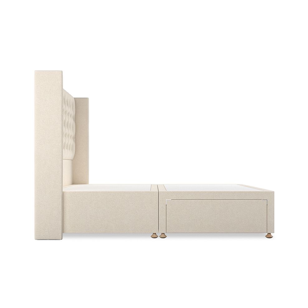 Wycombe Double 2 Drawer Divan with Winged Headboard in Venice Fabric - Cream 4