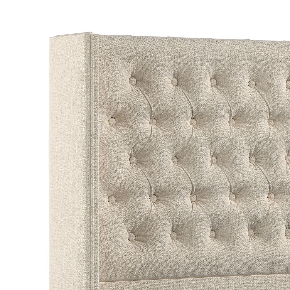 Wycombe Double 2 Drawer Divan with Winged Headboard in Venice Fabric - Cream 5
