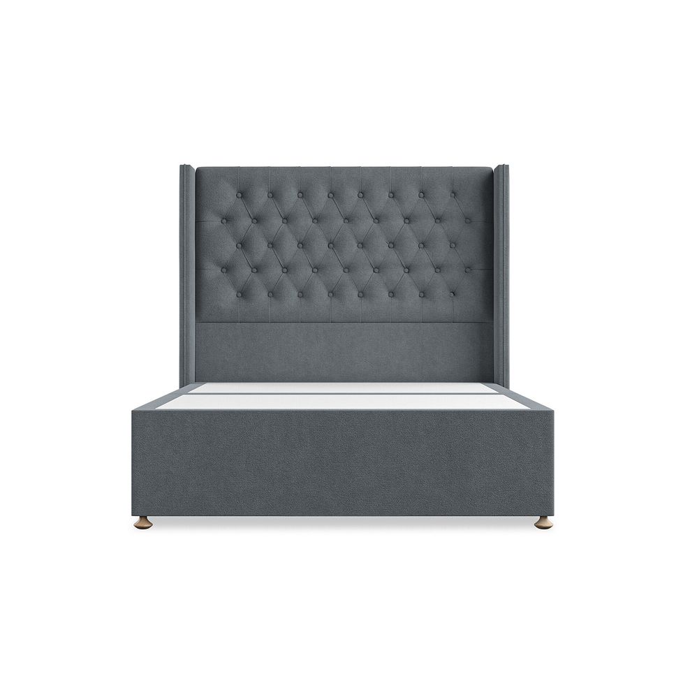 Wycombe Double 2 Drawer Divan with Winged Headboard in Venice Fabric - Graphite 3