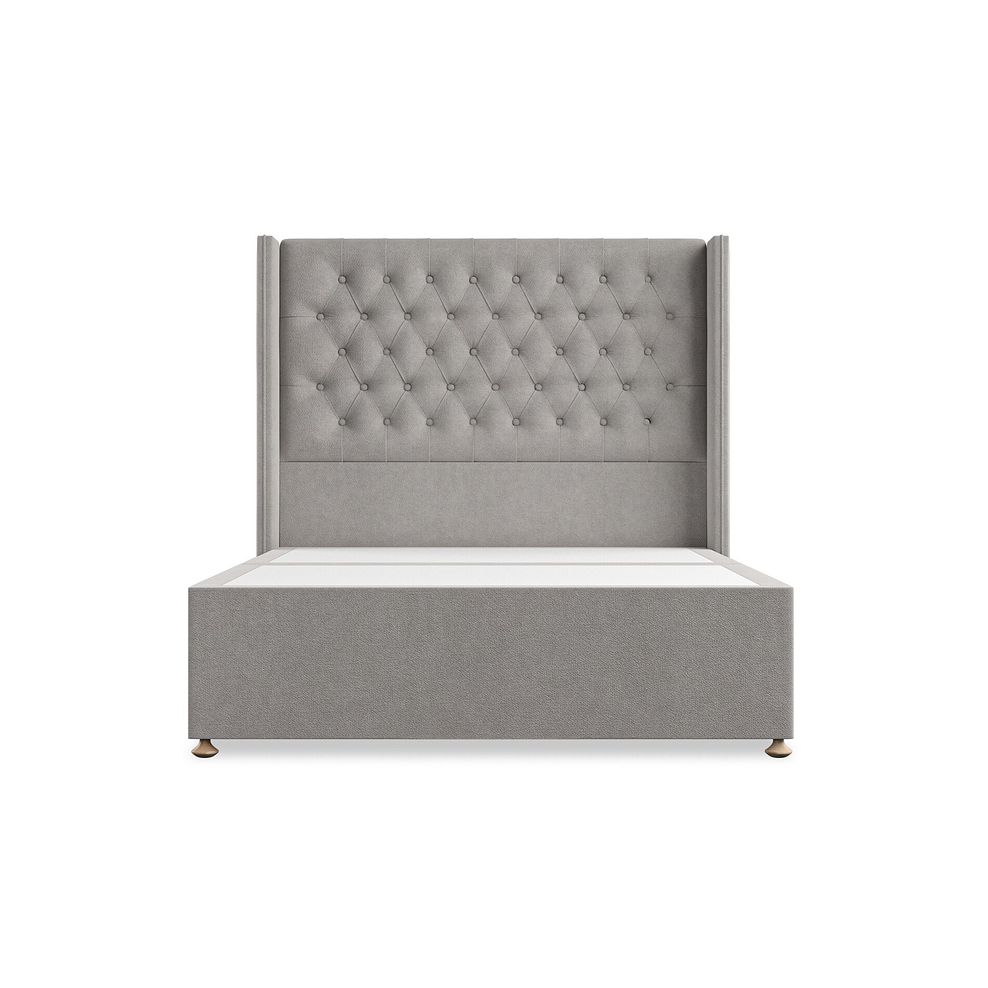 Wycombe Double 2 Drawer Divan with Winged Headboard in Venice Fabric - Grey 3