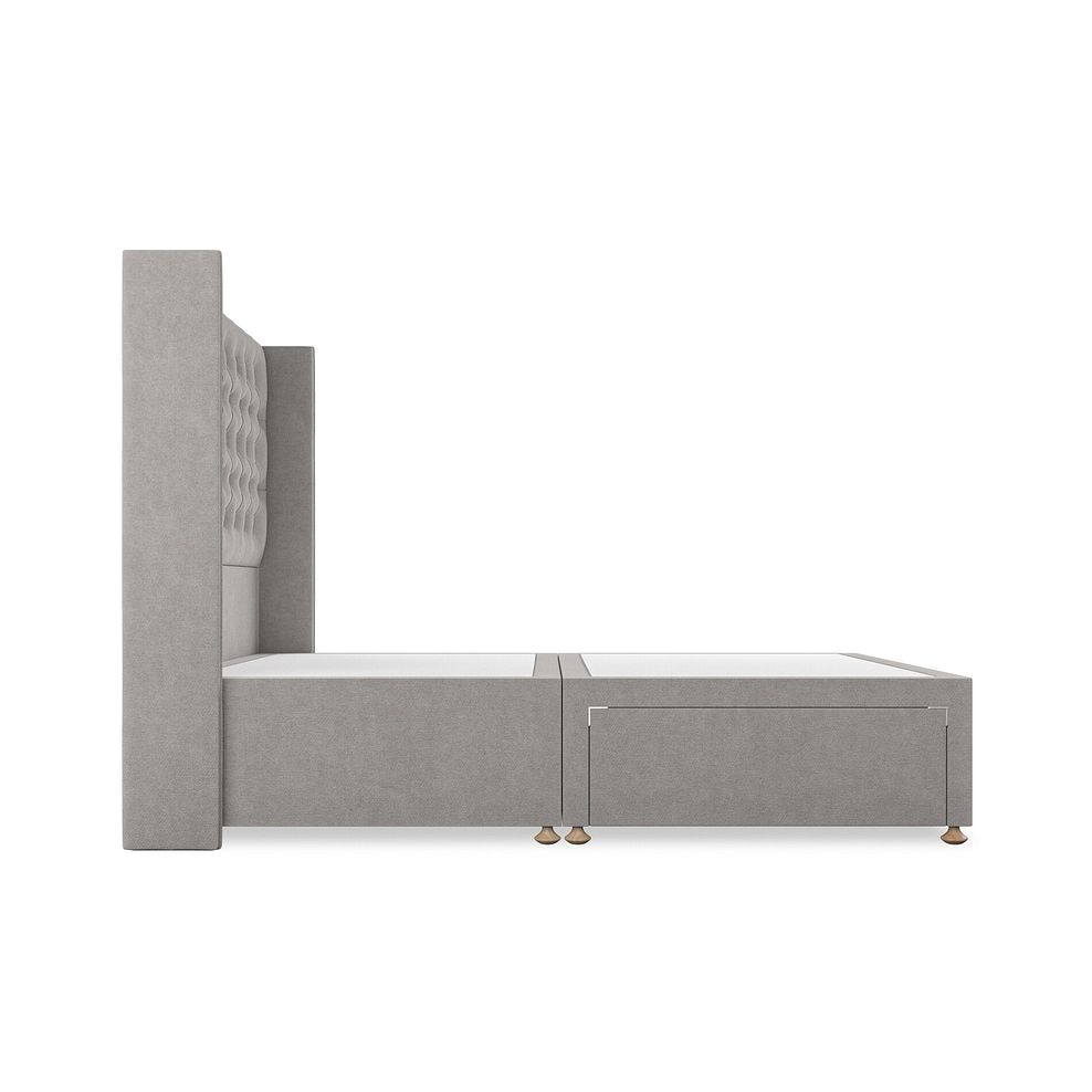 Wycombe Double 2 Drawer Divan with Winged Headboard in Venice Fabric - Grey 4