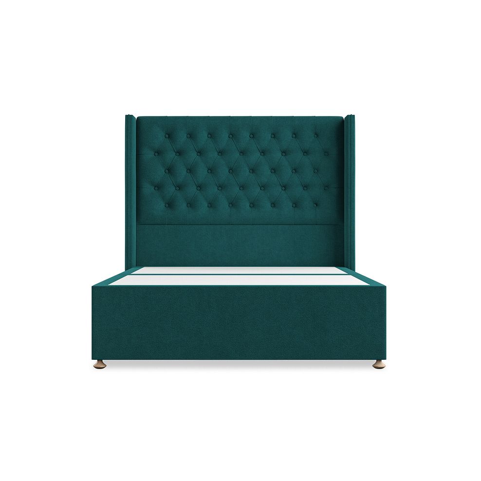 Wycombe Double 2 Drawer Divan with Winged Headboard in Venice Fabric - Teal 3