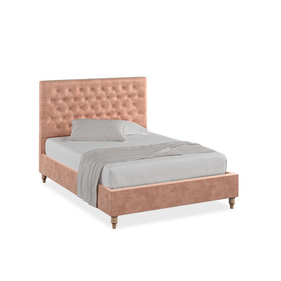 Wycombe Double Bed in Heritage Velvet - Powder Pink 1