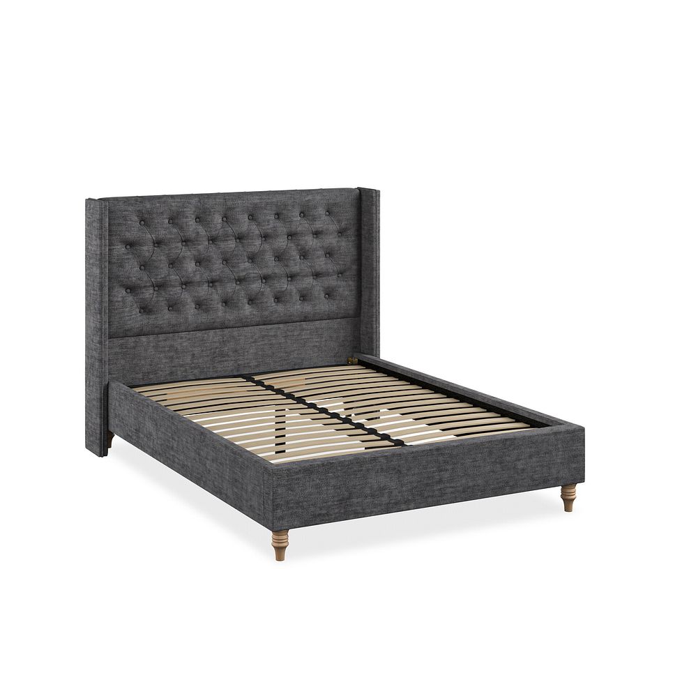 Wycombe Double Bed with Winged Headboard in Brooklyn Fabric - Asteroid Grey 2