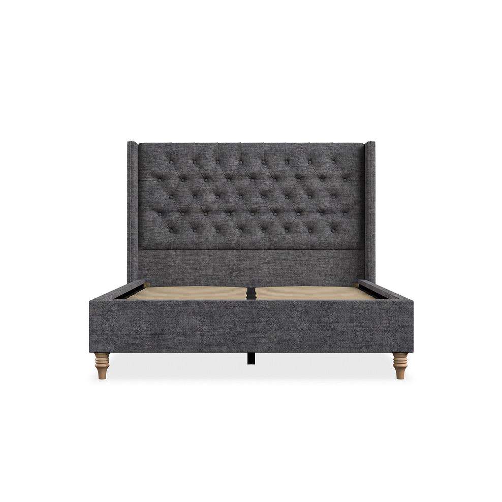 Wycombe Double Bed with Winged Headboard in Brooklyn Fabric - Asteroid Grey 3
