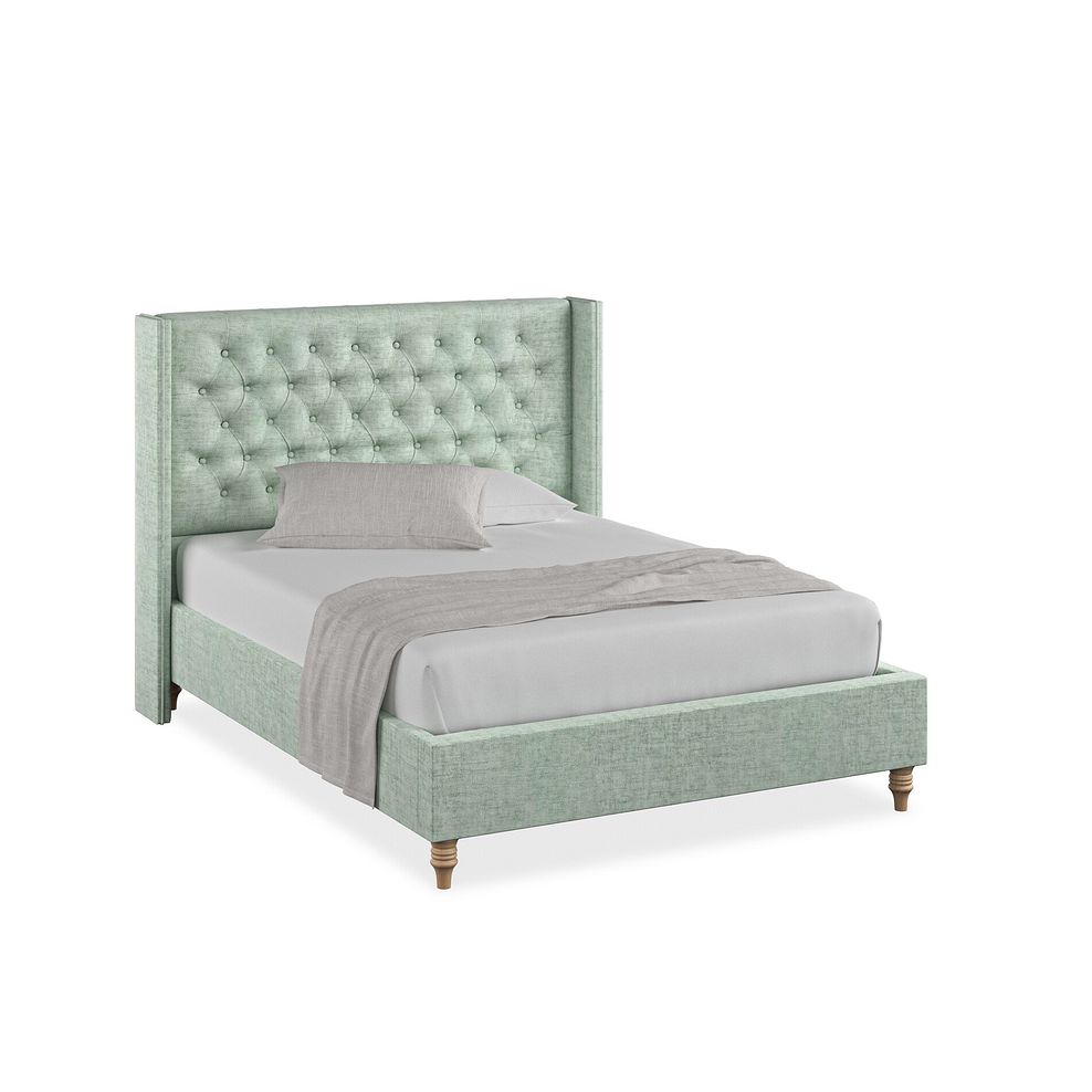 Wycombe Double Bed with Winged Headboard in Brooklyn Fabric - Glacier 1