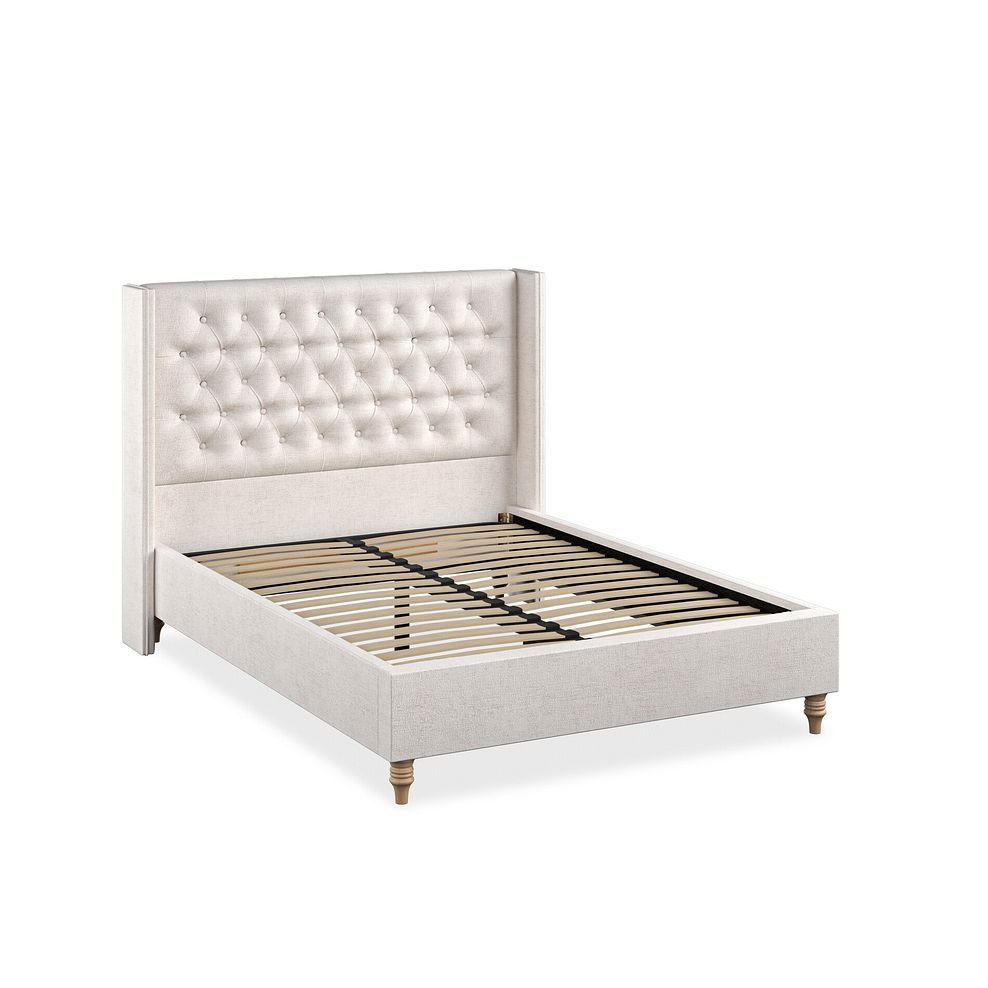 Wycombe Double Bed with Winged Headboard in Brooklyn Fabric - Lace White 2