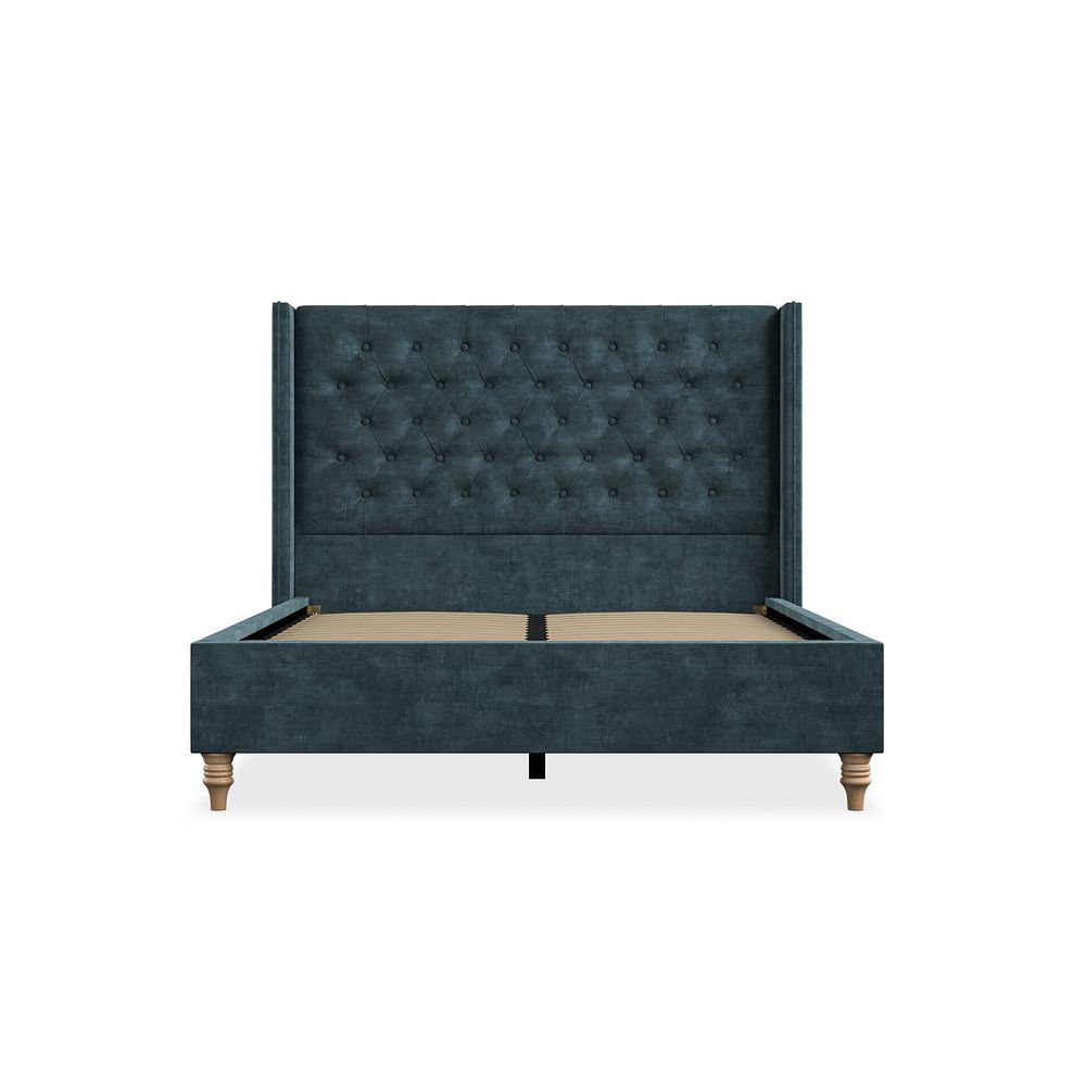 Wycombe Double Bed with Winged Headboard in Heritage Velvet - Airforce 3