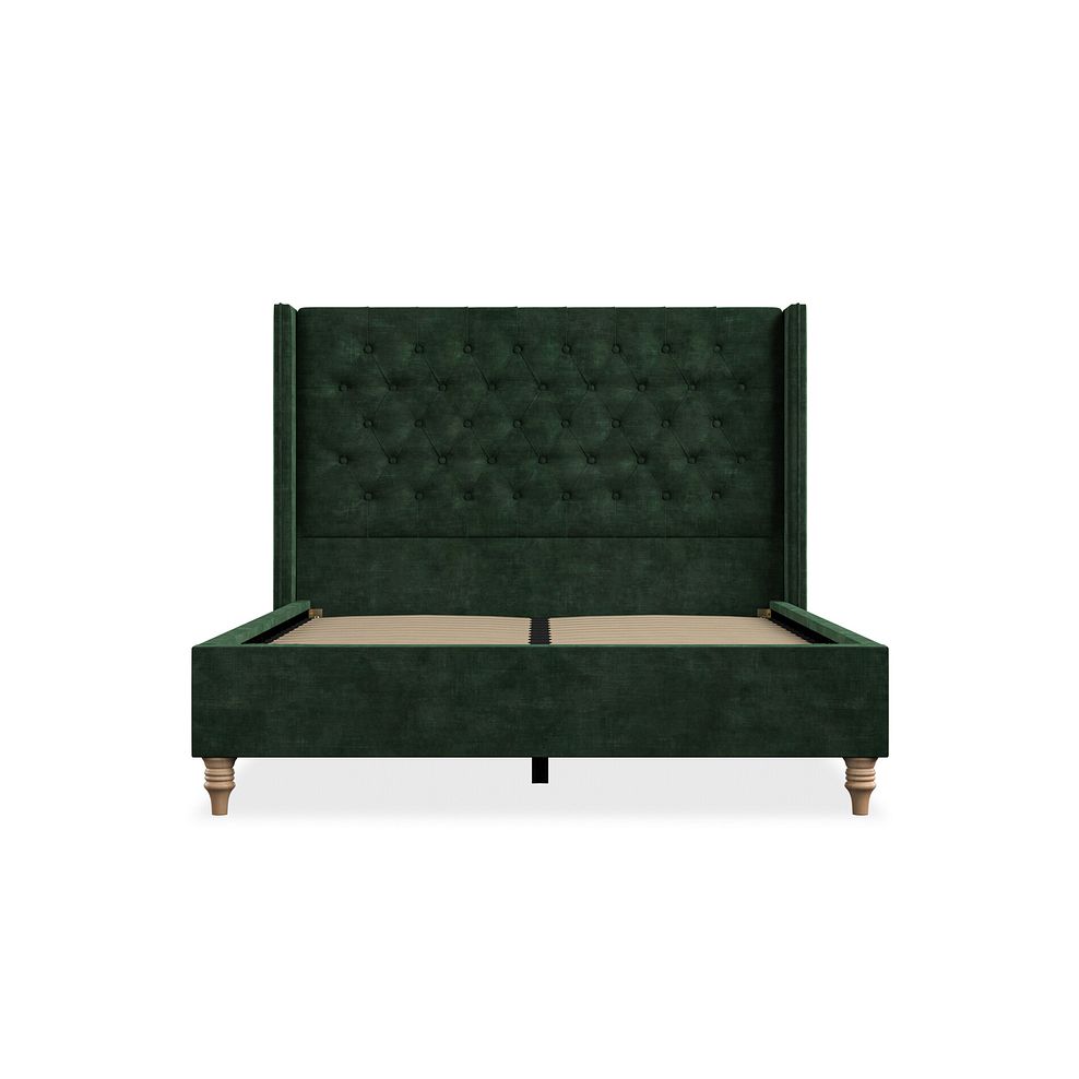 Wycombe Double Bed with Winged Headboard in Heritage Velvet - Bottle Green 3