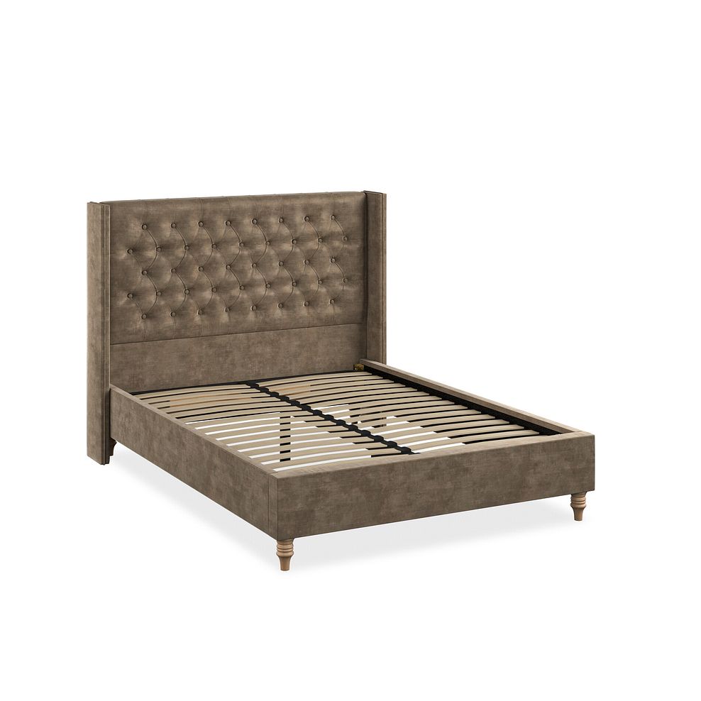 Wycombe Double Bed with Winged Headboard in Heritage Velvet - Cedar 2