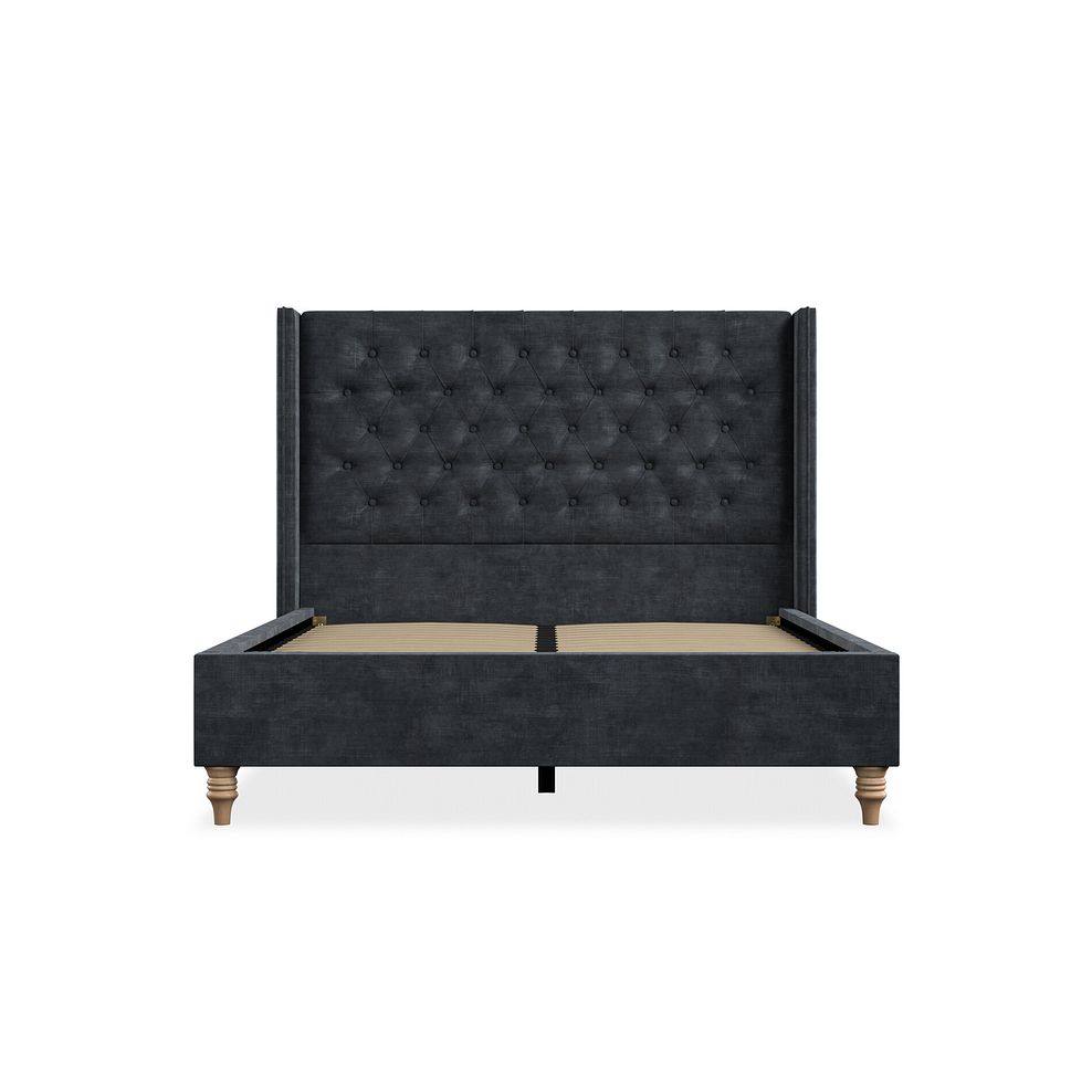 Wycombe Double Bed with Winged Headboard in Heritage Velvet - Charcoal 3