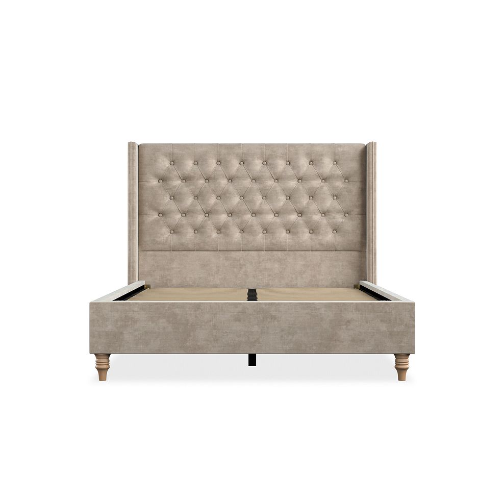 Wycombe Double Bed with Winged Headboard in Heritage Velvet - Mink 3