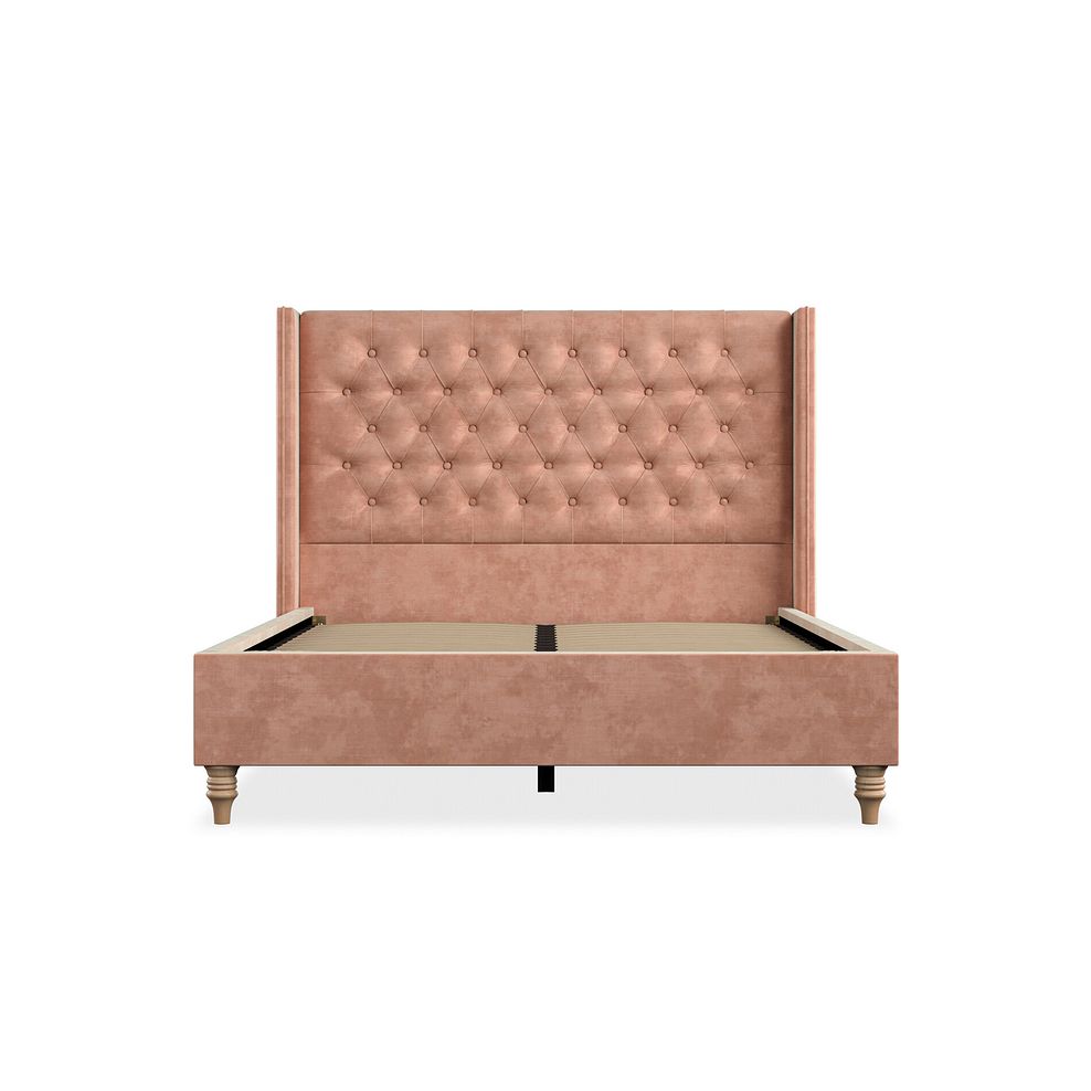 Wycombe Double Bed with Winged Headboard in Heritage Velvet - Powder Pink 3