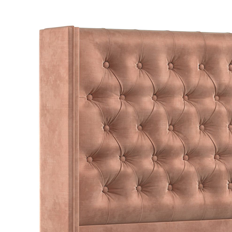 Wycombe Double Bed with Winged Headboard in Heritage Velvet - Powder Pink 5
