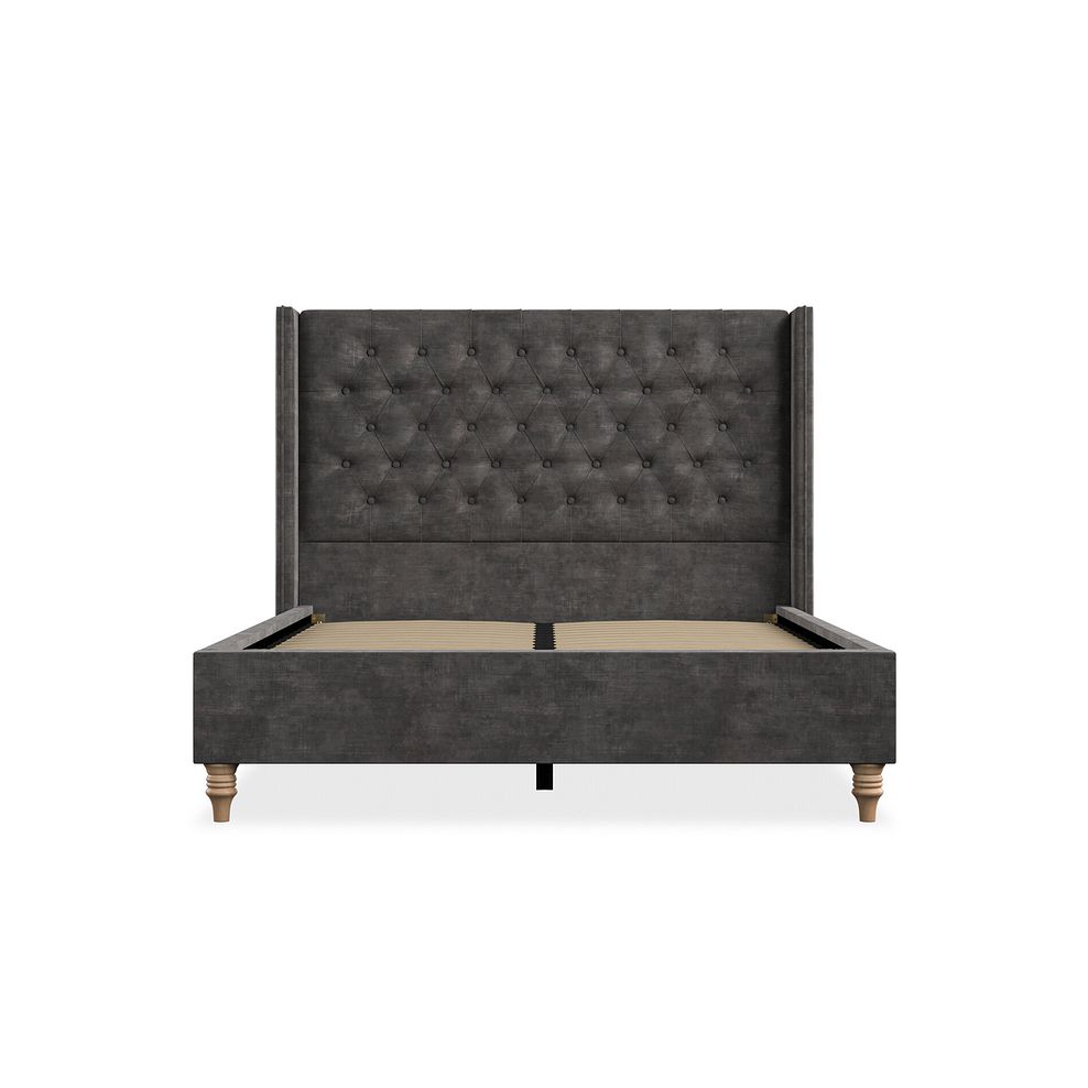 Wycombe Double Bed with Winged Headboard in Heritage Velvet - Steel 3