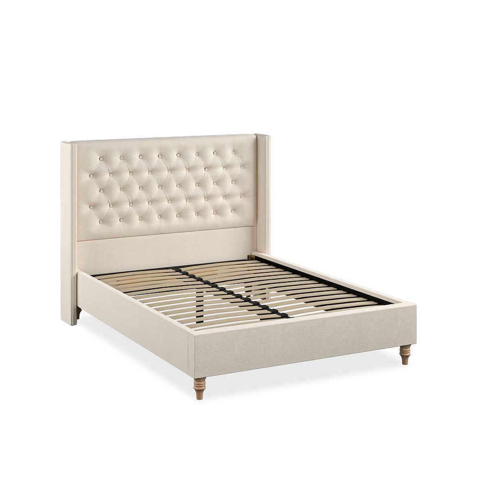 Wycombe Double Bed with Winged Headboard in Venice Fabric - Cream 2