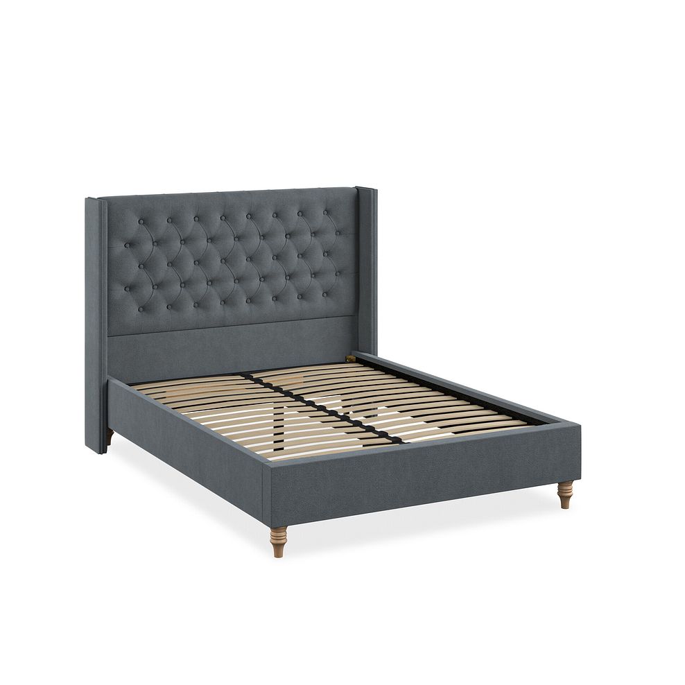 Wycombe Double Bed with Winged Headboard in Venice Fabric - Graphite 2