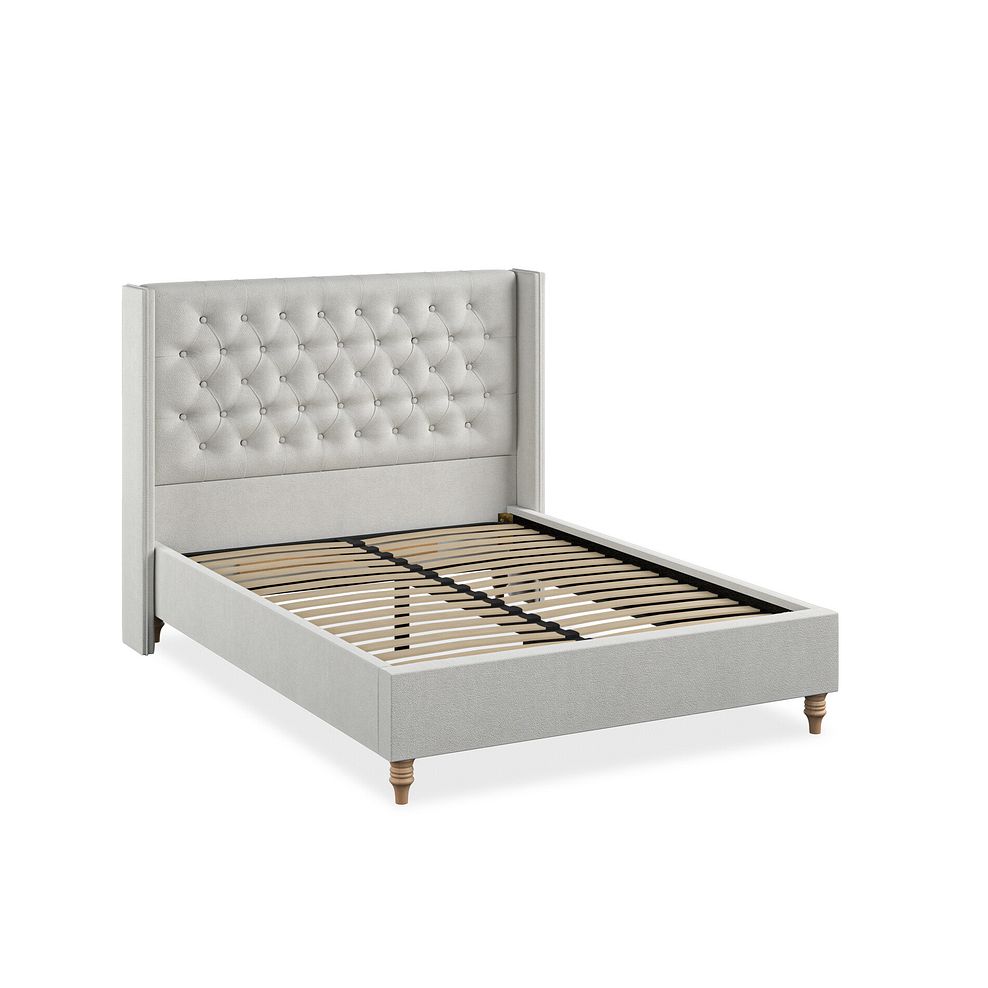 Wycombe Double Bed with Winged Headboard in Venice Fabric - Silver 2