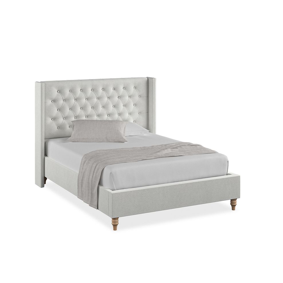 Wycombe Double Bed with Winged Headboard in Venice Fabric - Silver 1