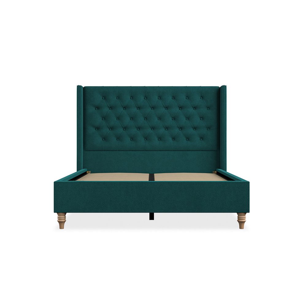 Wycombe Double Bed with Winged Headboard in Venice Fabric - Teal 3