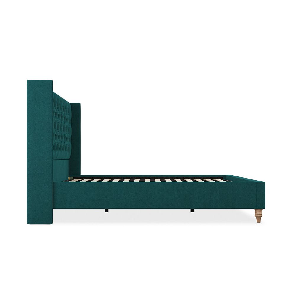 Wycombe Double Bed with Winged Headboard in Venice Fabric - Teal 4