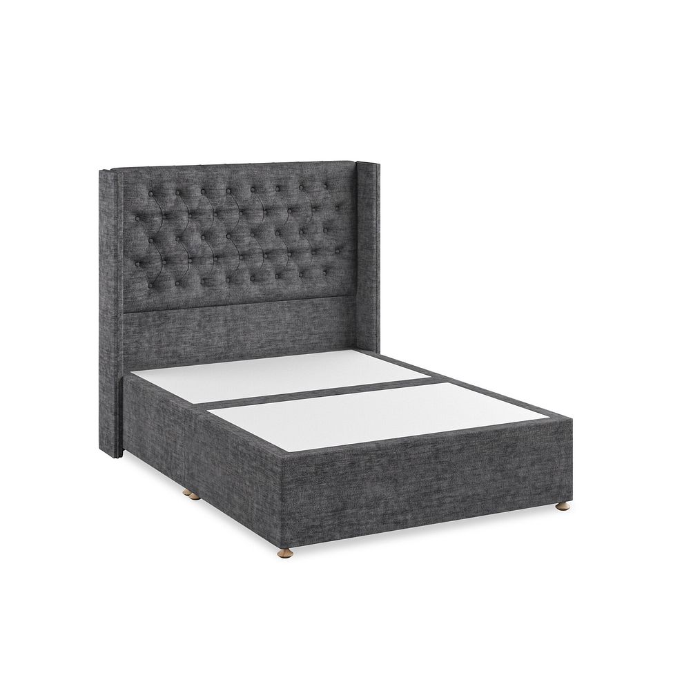 Wycombe Double Divan with Winged Headboard in Brooklyn Fabric - Asteroid Grey 2