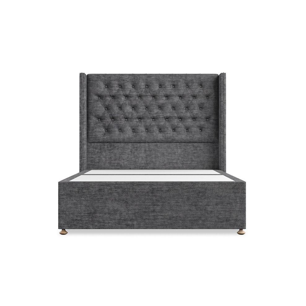 Wycombe Double Divan with Winged Headboard in Brooklyn Fabric - Asteroid Grey 3