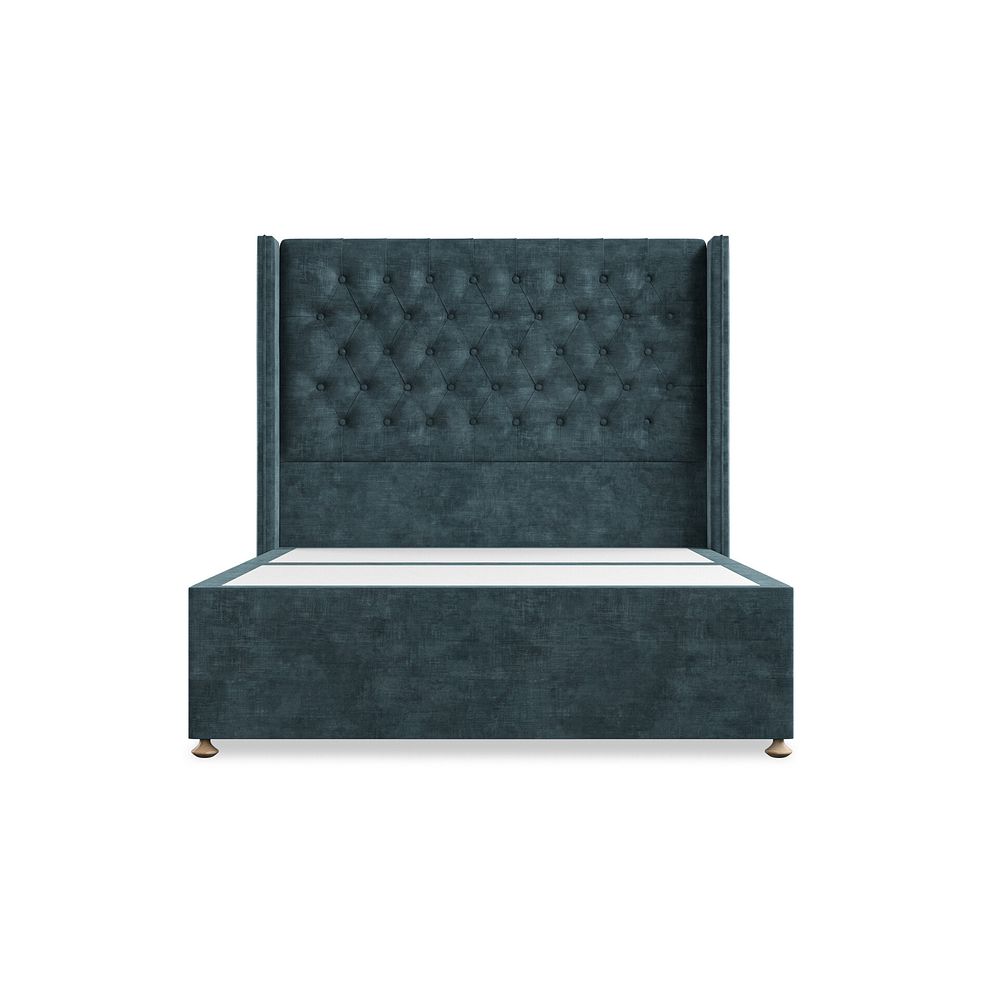 Wycombe Double Divan with Winged Headboard in Heritage Velvet - Airforce 3