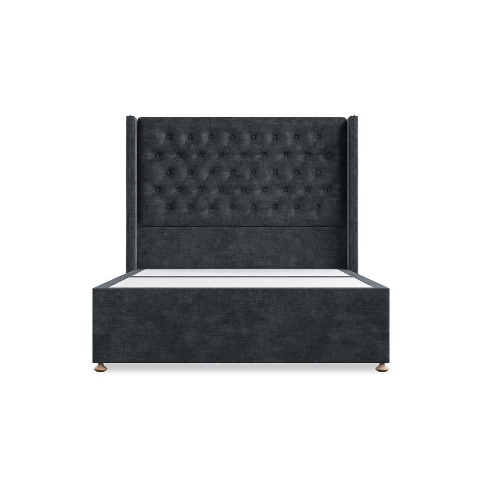 Wycombe Double Divan with Winged Headboard in Heritage Velvet - Charcoal 3