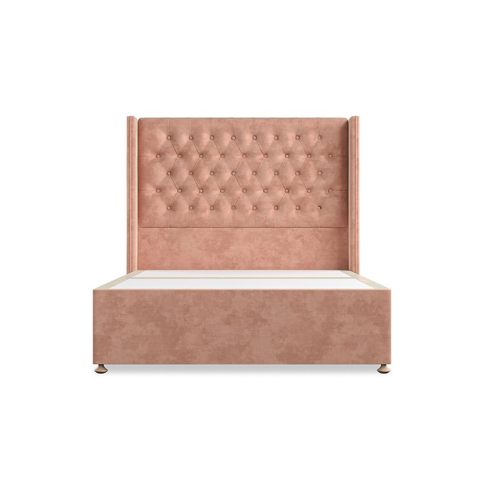 Wycombe Double Divan with Winged Headboard in Heritage Velvet - Powder Pink 3