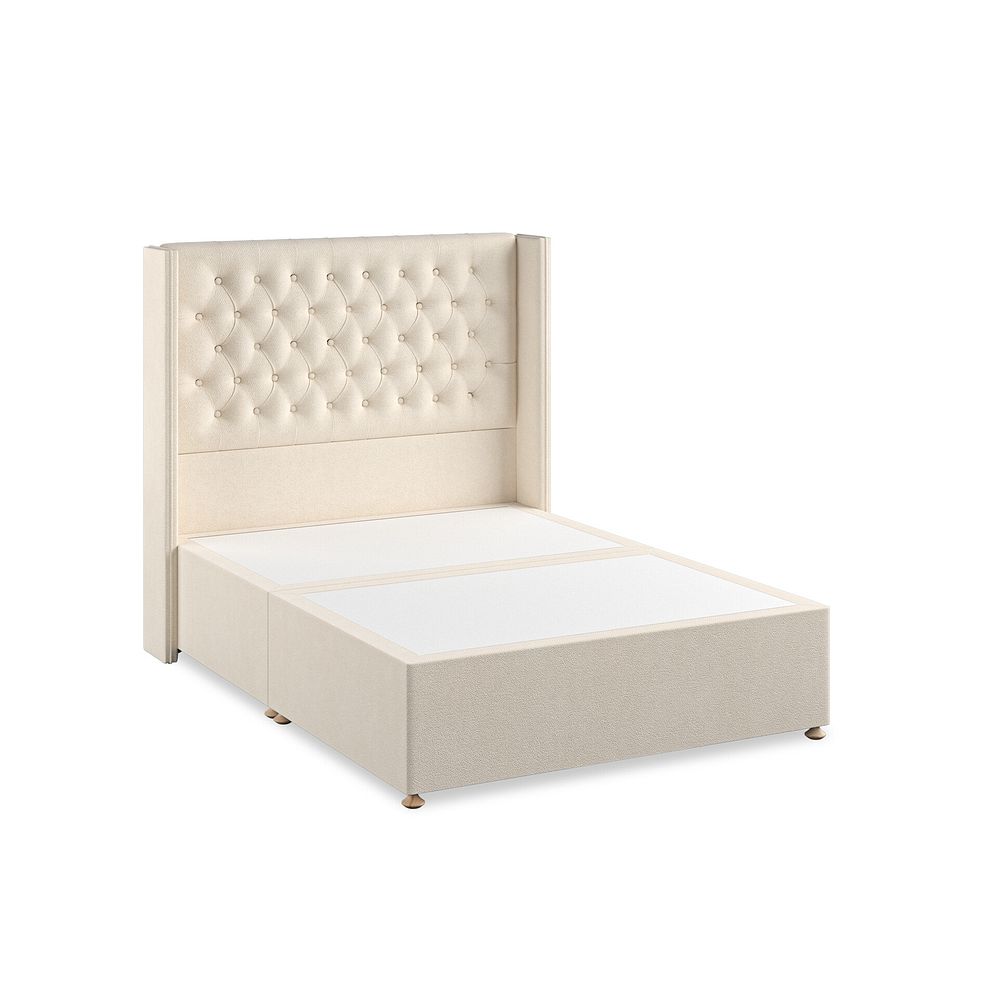 Wycombe Double Divan with Winged Headboard in Venice Fabric - Cream 2