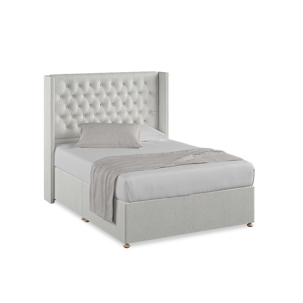 Wycombe Double Divan with Winged Headboard in Venice Fabric - Silver 1