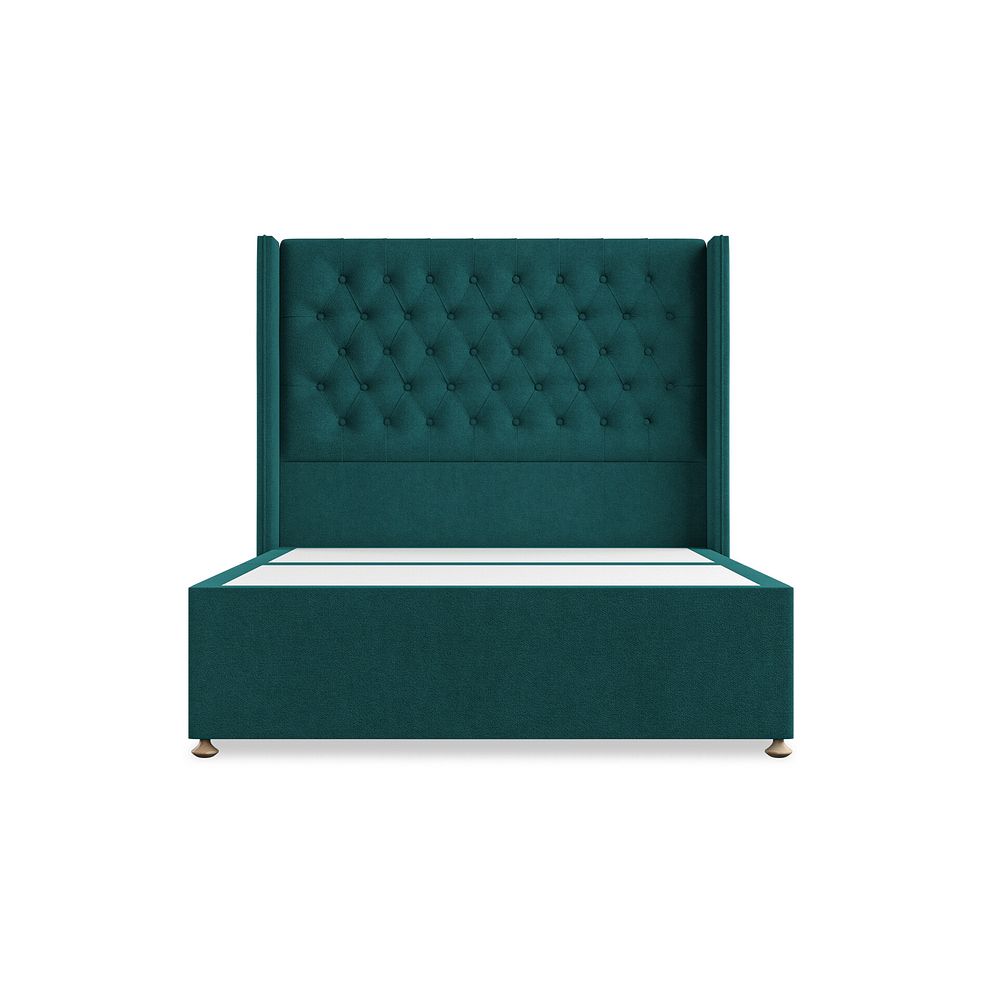 Wycombe Double Divan with Winged Headboard in Venice Fabric - Teal 3