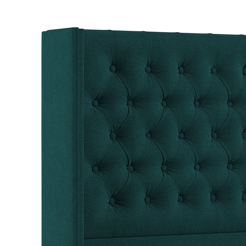 Wycombe Double Divan with Winged Headboard in Venice Fabric - Teal 5