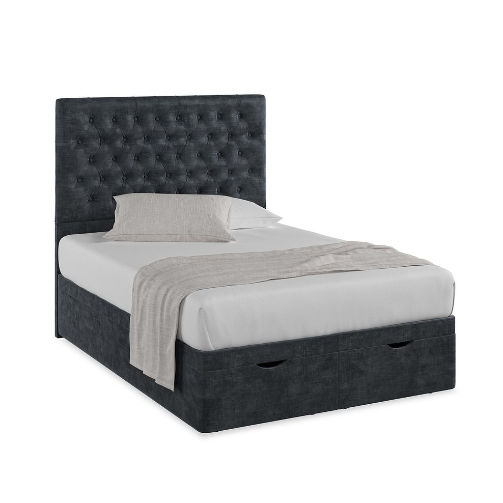 Wycombe Double Ottoman Storage Bed in Heritage Velvet - Charcoal 1