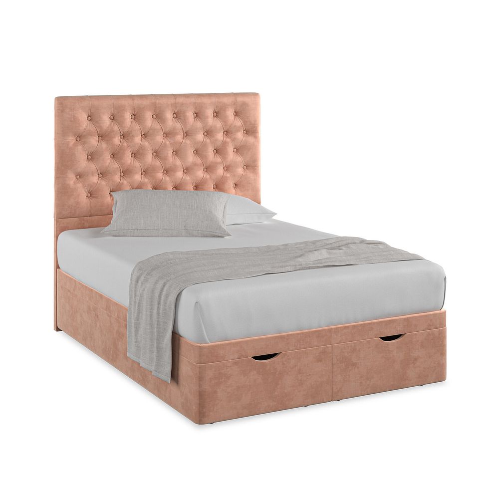Wycombe Double Ottoman Storage Bed in Heritage Velvet - Powder Pink 1