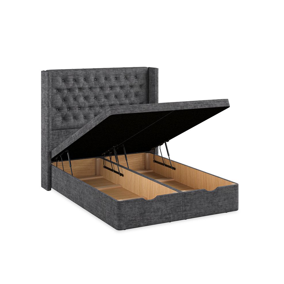 Wycombe Double Ottoman Storage Bed with Winged Headboard in Brooklyn Fabric - Asteroid Grey Thumbnail 3