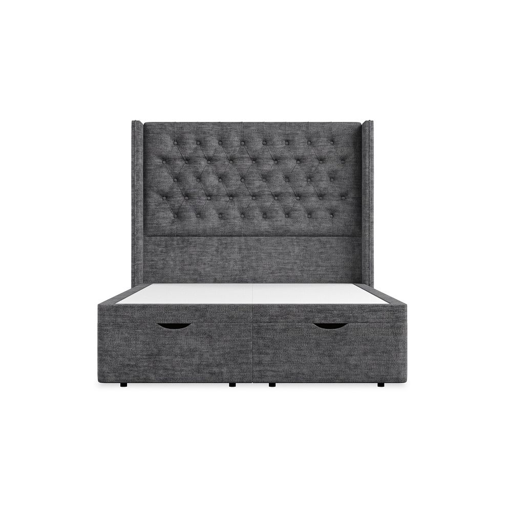Wycombe Double Ottoman Storage Bed with Winged Headboard in Brooklyn Fabric - Asteroid Grey Thumbnail 4