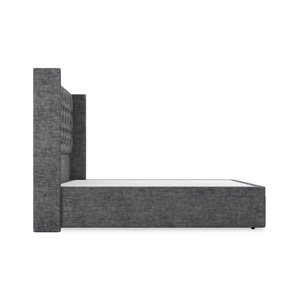 Wycombe Double Ottoman Storage Bed with Winged Headboard in Brooklyn Fabric - Asteroid Grey 5